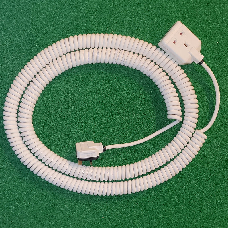 1 way 2m White or Black LSZH Coiled Power Extension lead