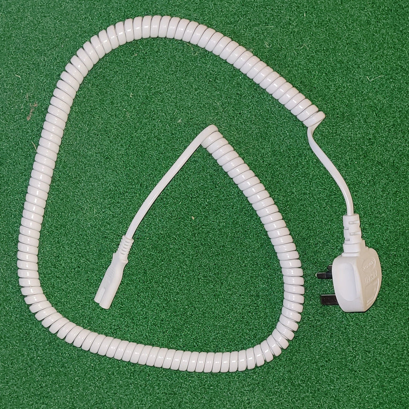 Coiled UK Mains Plug with IEC C7 Power Lead