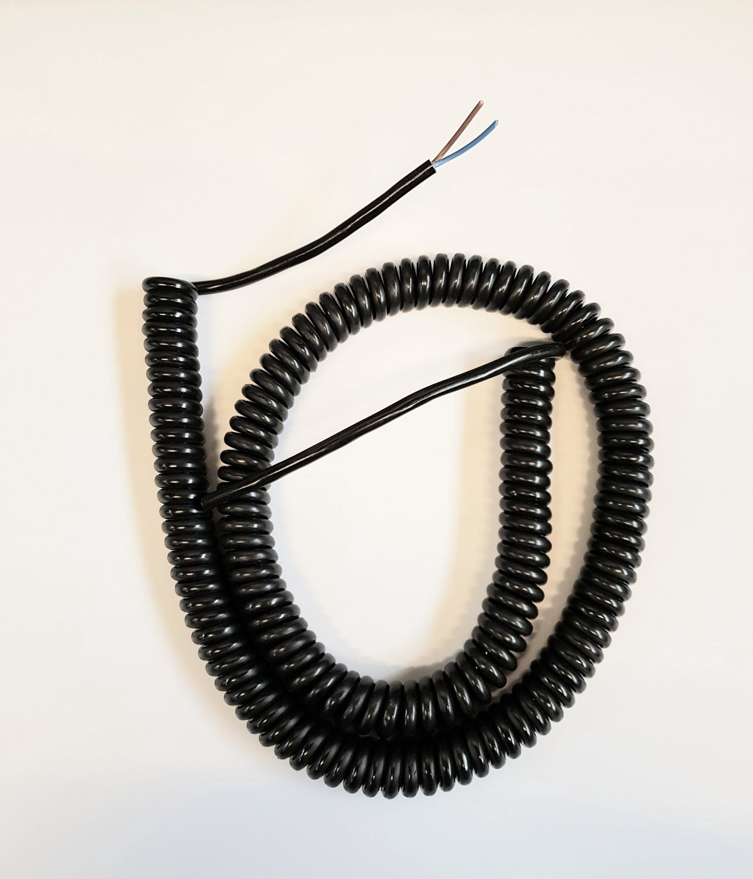 2 Core 1sqmm Black Coiled PUR Power / Data Cable