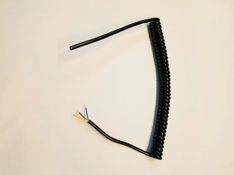 3 CORE 0.75sqmm BLACK PUR COILED POWER CABLE (Various sizes)