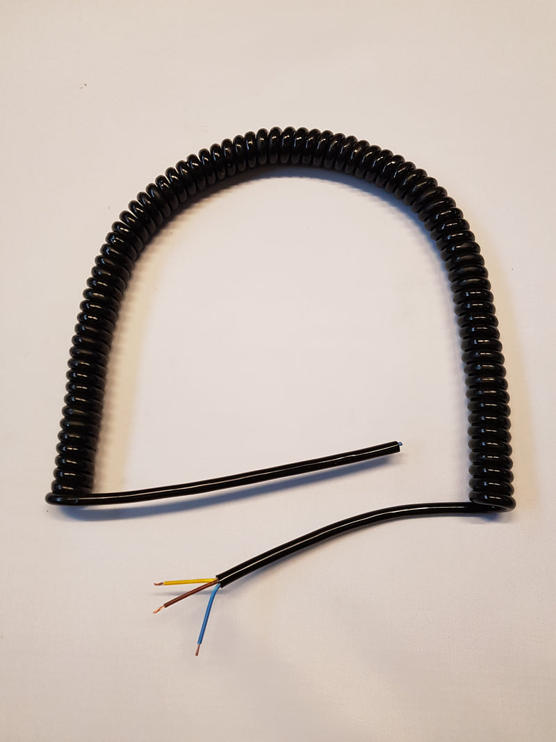 3 CORE 0.75sqmm BLACK PUR COILED POWER CABLE (Various sizes)