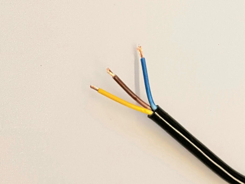 3 CORE 0.75sqmm BLACK PUR COILED POWER CABLE (Various sizes)
