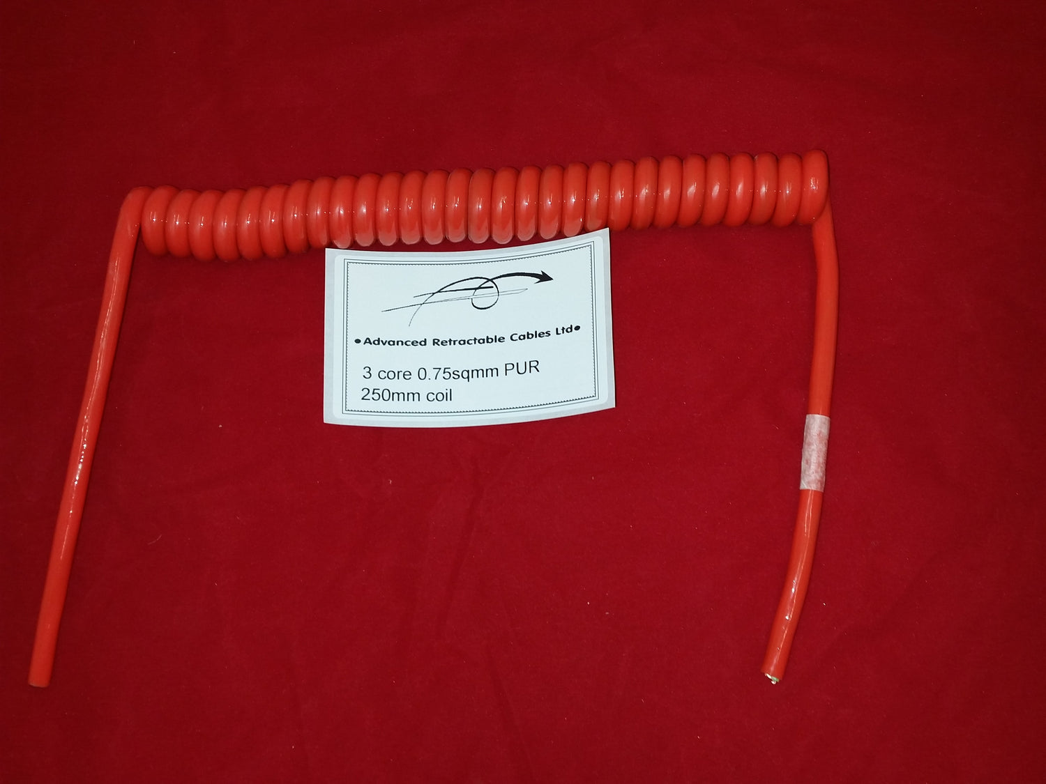 3 CORE 0.75sqmm COILED Orange PUR POWER CABLE.