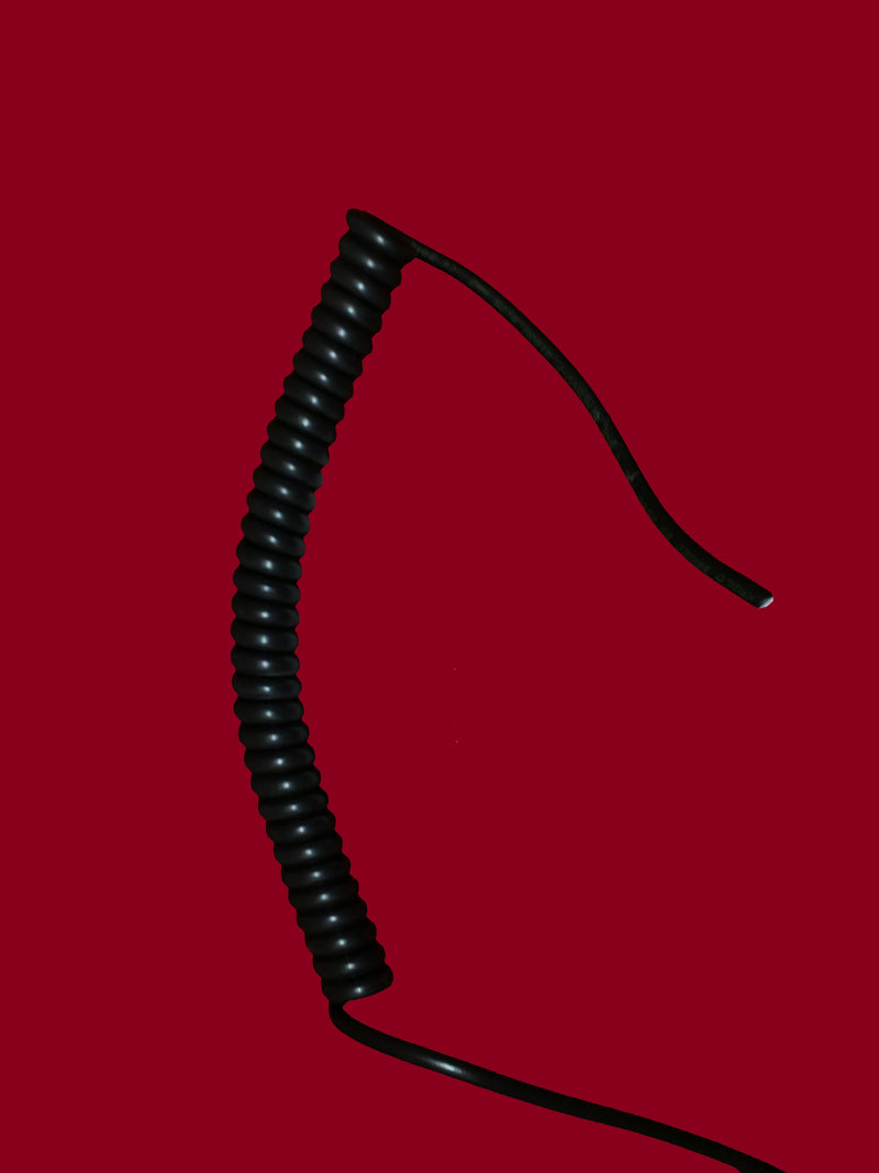 3 CORE 1sqmm COILED BLACK PUR CABLE.