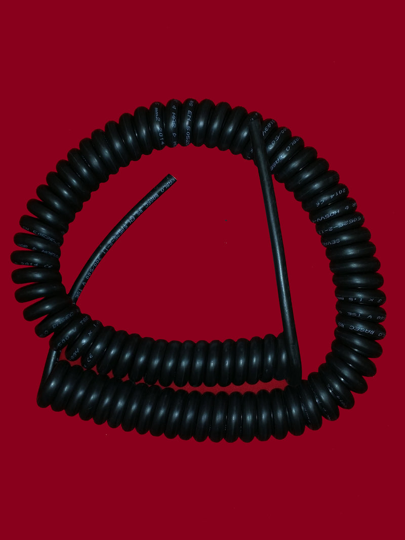 3 CORE x 1.5sqmm COILED BLACK LSZH CABLE, various lengths