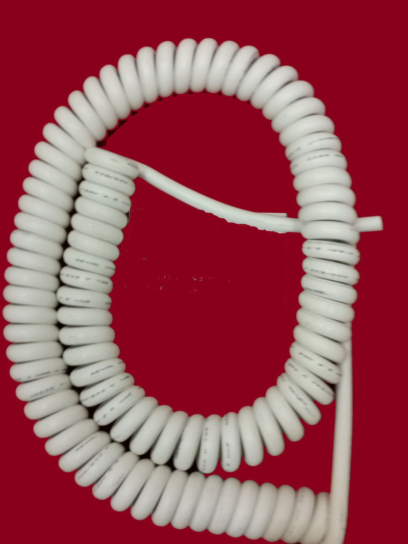 3 CORE 2.5sqmm COILED WHITE LSZH 16amp POWER CABLE, various lengths