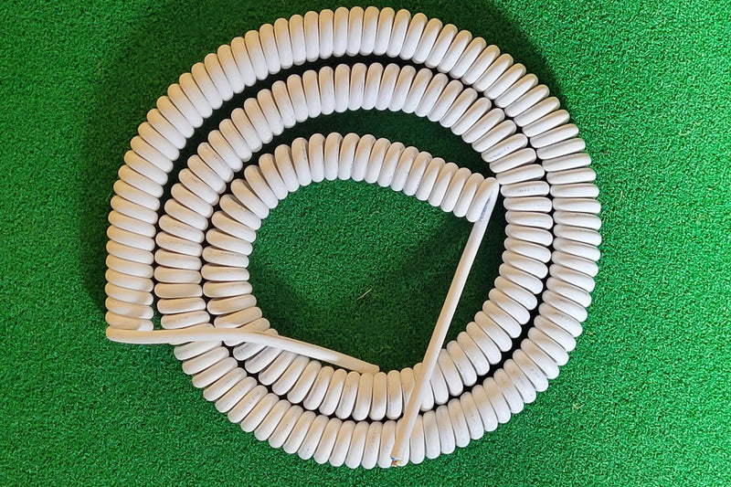 3 CORE 2.5sqmm COILED WHITE LSZH 16amp POWER CABLE, various lengths