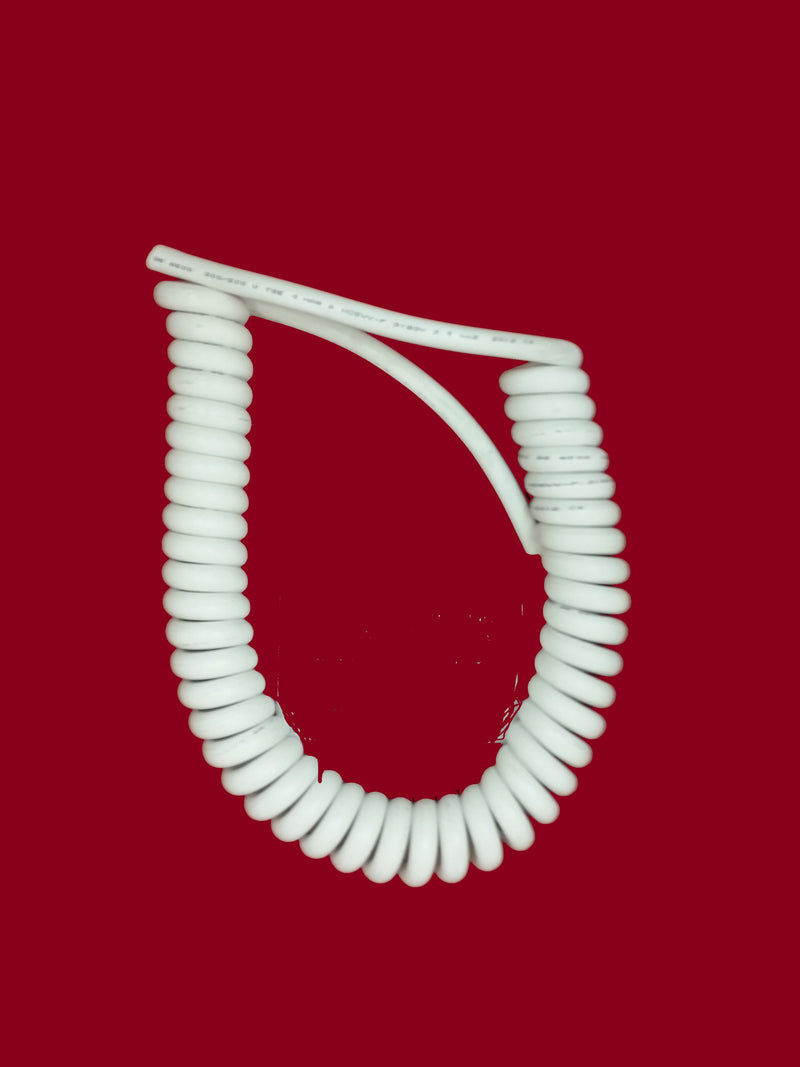 3 CORE 2.5sqmm COILED WHITE LSZH 16amp POWER CABLE, various lengths