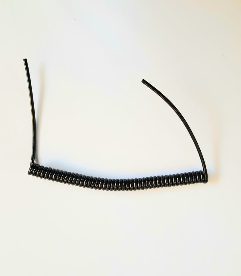 4 CORE 0.22sqmm (24awg) COILED BLACK PUR DATA / POWER CABLE with 1m straights either end