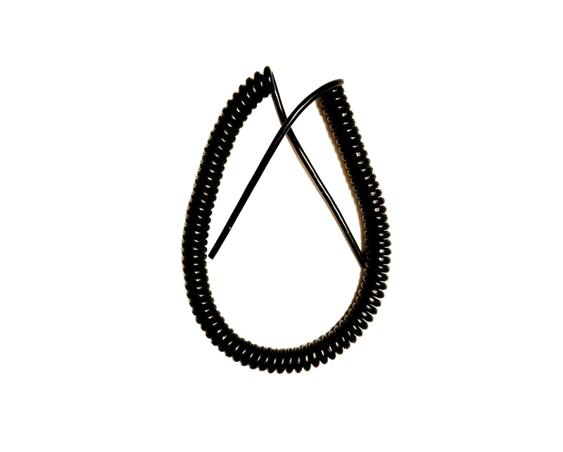 4 CORE 0.22sqmm (24awg) COILED BLACK PUR DATA / POWER CABLE with 1m straights either end