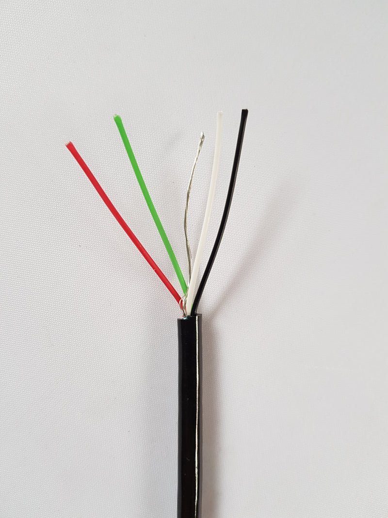 4 CORE 0.22sqmm (24awg) COILED BLACK PUR DATA / POWER CABLE with 1m straights either end