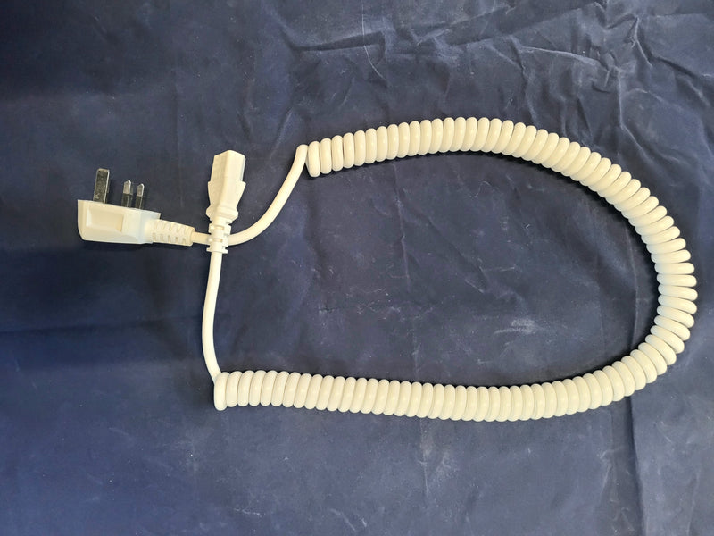 650mm PVC Coiled Kettle Lead UK Mains Power Plug to IEC C13, in Orange, white or black