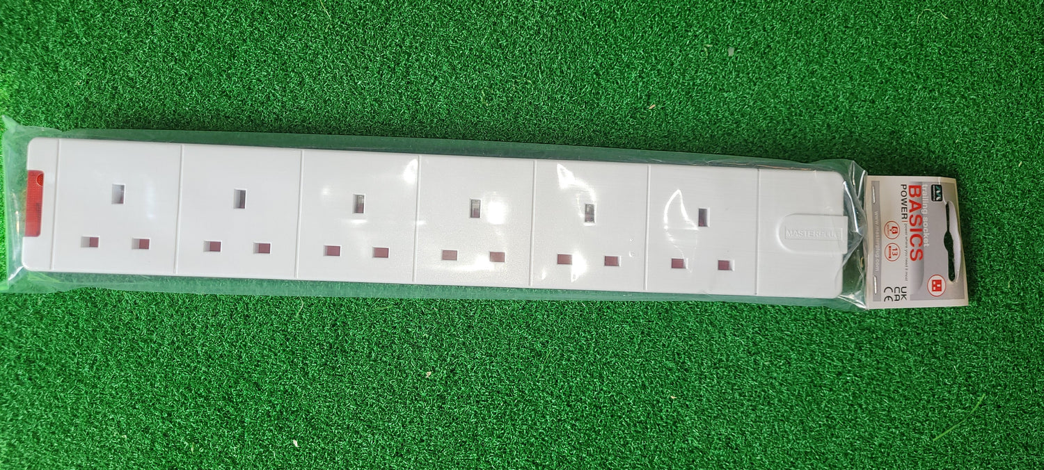 13A 6-Way Masterplug Unfused Rewireable Trailing Socket