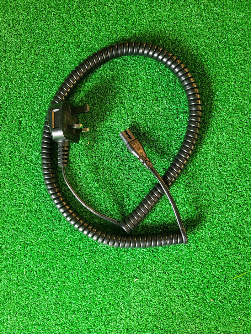 Coiled UK Mains Plug with IEC C7 Power Lead