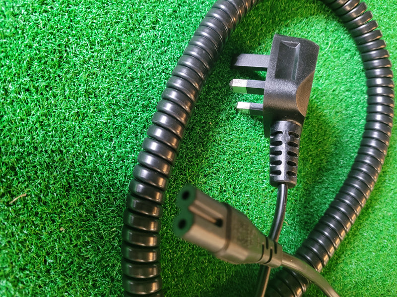 Coiled UK Mains Plug with IEC C7 Power Lead