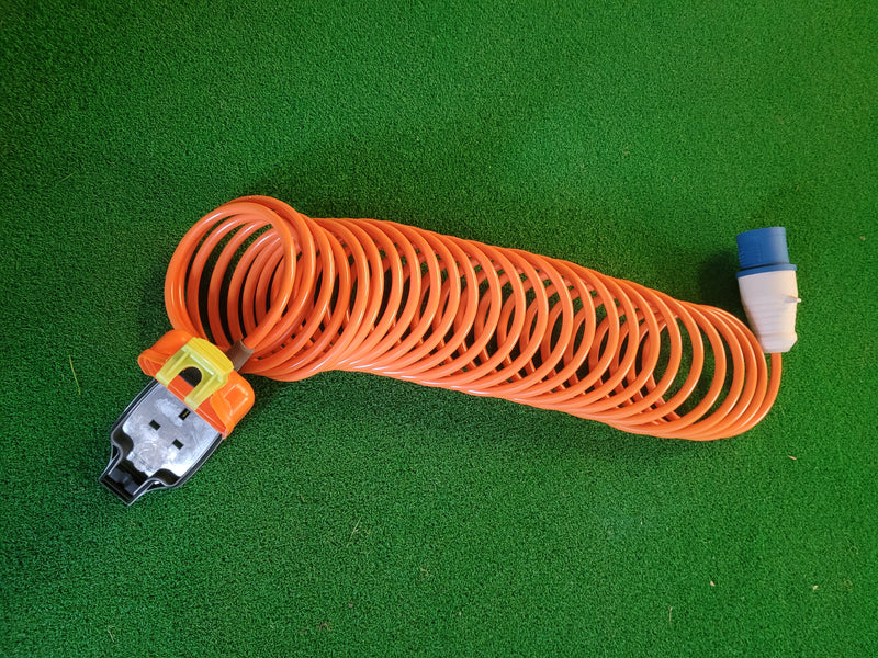 Camping Mains Hook Up power Lead, with IP44 connector and Masterplug weatherproof socket