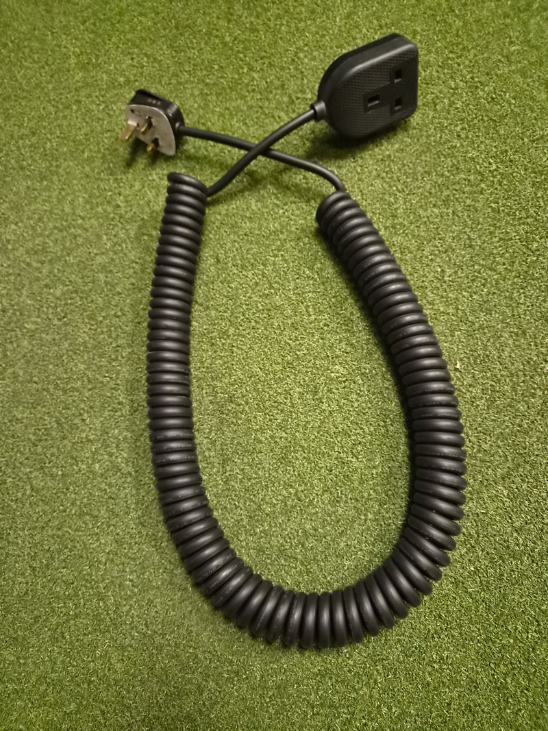 1-way White or Black LSZH Coiled Power Extension lead