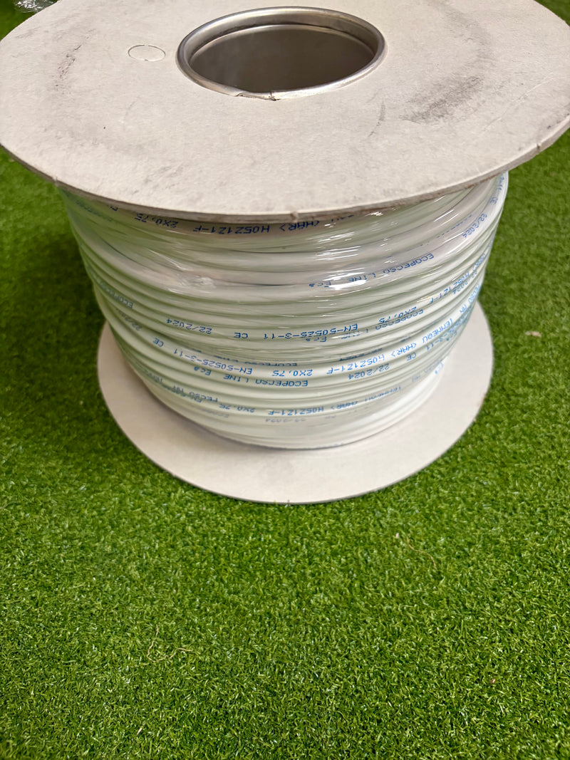 2-adriges, schwarzes, gewickeltes LSZH-Stromkabel, 0,75 mm²