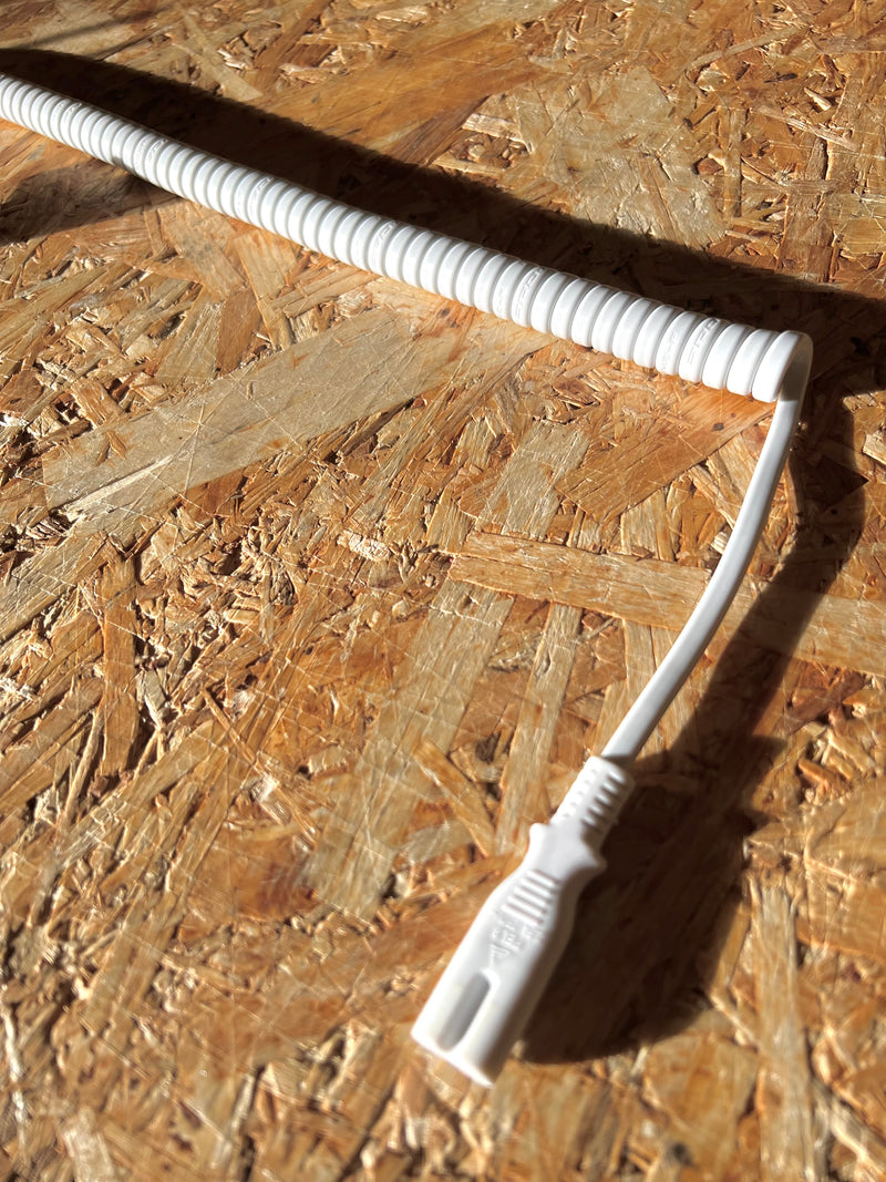 UK Mains Plug with 3A Fuse to 'Figure 8' (C7) Coiled Mains Lead in White