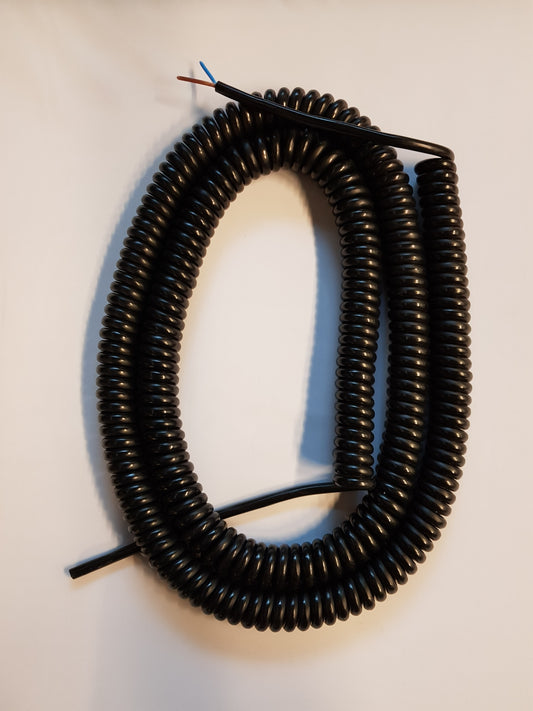 2 Core 1sqmm Black Coiled PUR Power / Data Cable