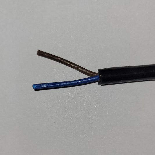 2 CORE 0.5sqmm COILED BLACK PUR POWER/ DATA CABLE, VARIOUS SIZES