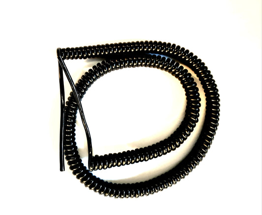 3 Core 0.5sqmm Coiled Black PUR Power / Data Cable