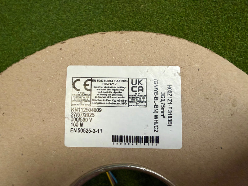 3 Core 0.75sqmm Straight LSZH Power Cable