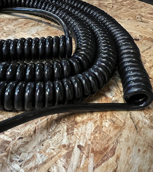 3 Core 0.75sqmm Black PUR Coiled Power Cable (Various sizes)