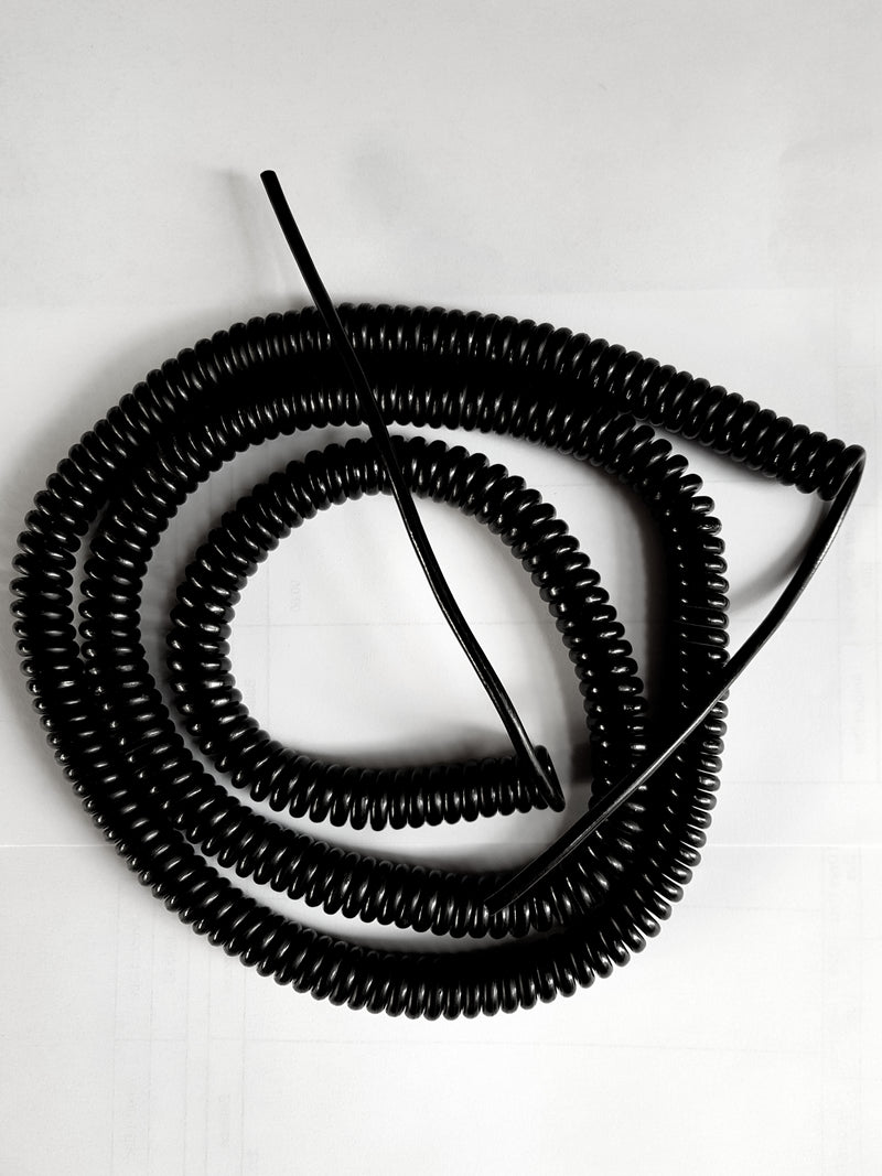 4 CORE 0.081sqmm COILED BLACK PUR POWER/ DATA CABLE, VARIOUS SIZES