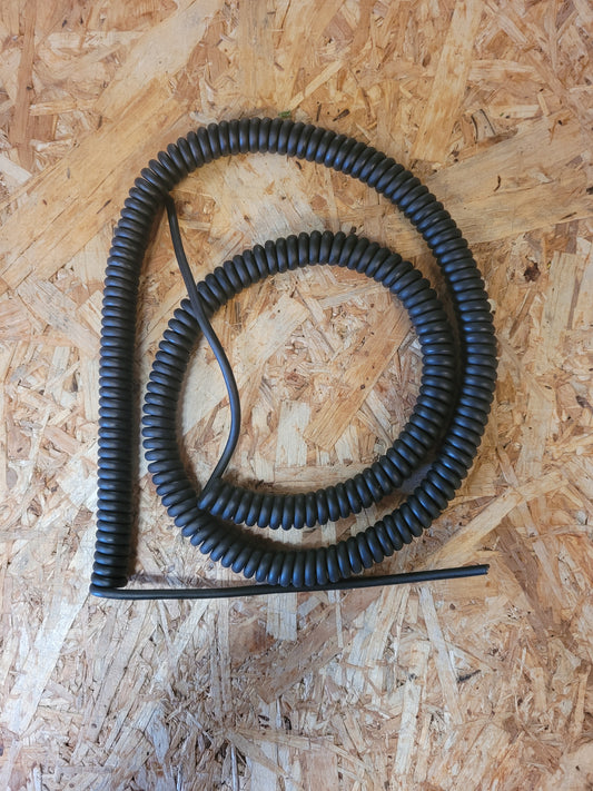 4 CORE 0.22sqmm (24awg) COILED BLACK PUR DATA / POWER CABLE with 1m straights either end