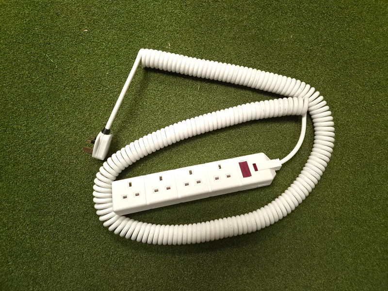 4-Way White or Black LSZH Coiled Power Extension Lead