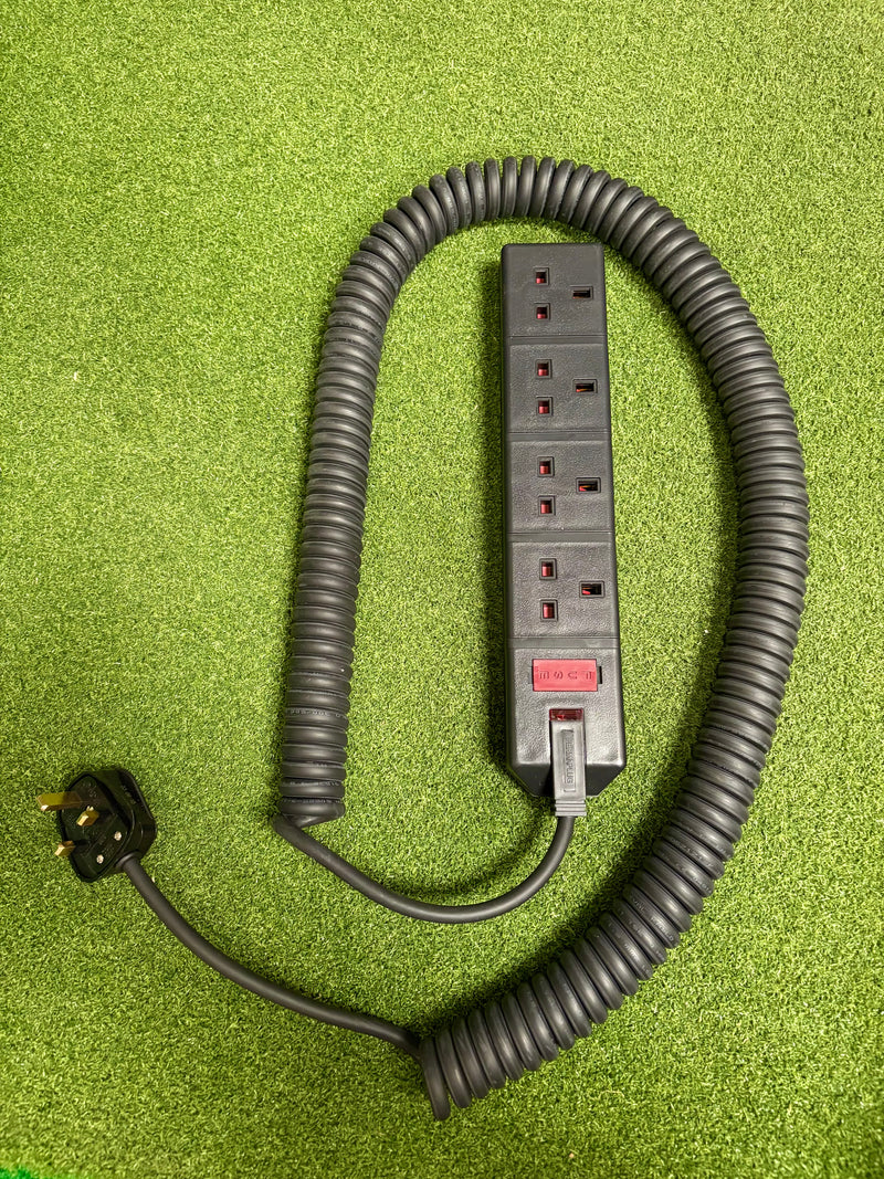 4-Way White or Black LSZH Coiled Power Extension Lead