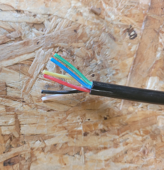 6 Core 0.5sqmm, Coiled Black PUR Power / Data Cable