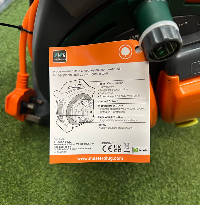 Outdoor 20m Cassette Reel with 2 Weatherproof Sockets