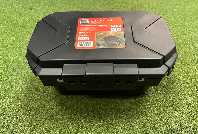 4-Way, 8m Black Extension Lead with a Collapsible Weatherproof Box