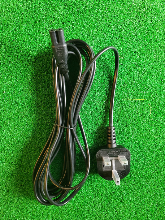 UK Mains Plug with 3A Fuse to 'Figure 8' (C7) Mains Straight Cable Lead in Black